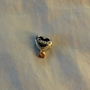 Pandora Silver Heart Charm with Gold Accent
